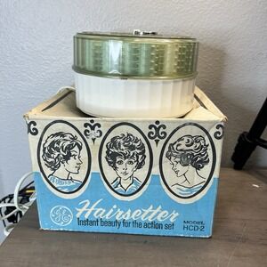 Vintage 70's GE Hairsetter Model HCD-2 w/ Box & Manual Made in Italy Clean Works